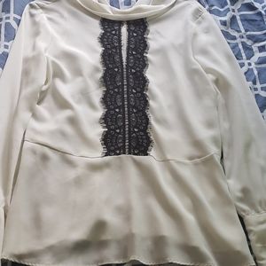 Zara Basics Peplum Lace-Front Blouse